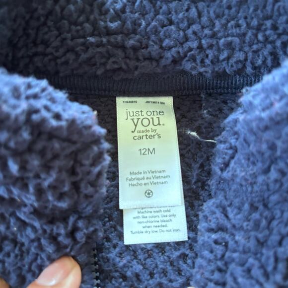 Carter's Boys 12 Month Tops Vests Zip Up Collared Button Down Shirt Lot Blue - Picture 4 of 6